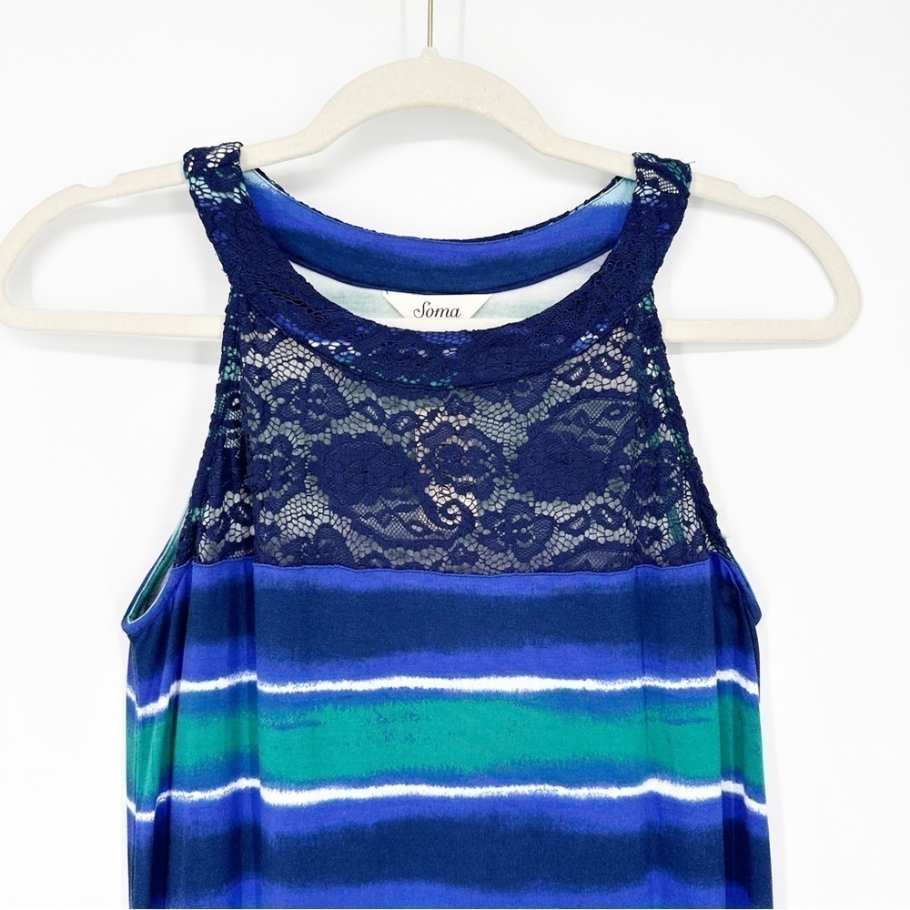 Soma Lace Neck Swing Dress Sea Stripes Small - Picture 3 of 6